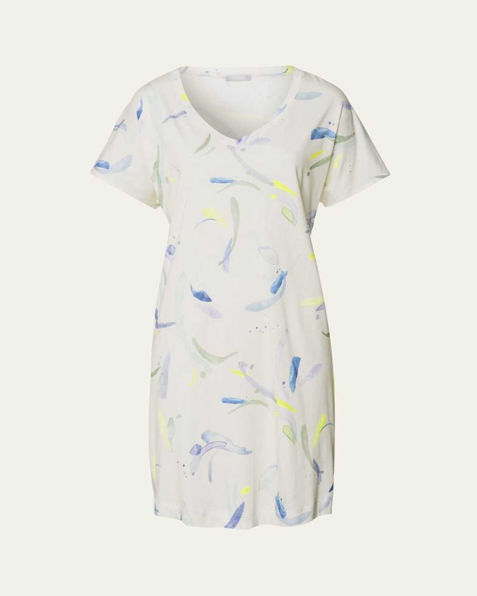 Watercolor-Print Sleep & Lounge Nightgown